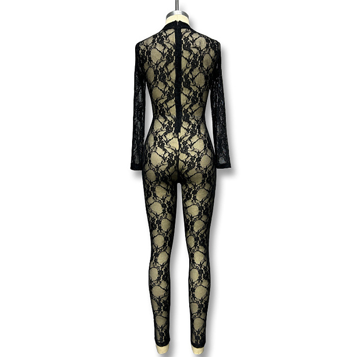 SUPER WHOLESALE |Lace See-through Jumpsuit