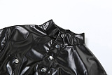 SUPER WHOLESALE |Pu Material Skirt Set in Black