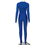 SUPER WHOLESALE | Bodycon Top with Tights in Solid Blue