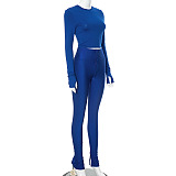 SUPER WHOLESALE | Bodycon Top with Tights in Solid Blue