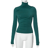 SUPER WHOLESALE | Turtle Neck Top in Solid Green
