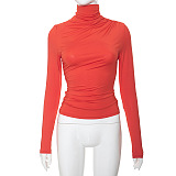 SUPER WHOLESALE | Turtle Neck Top in Solid Orange
