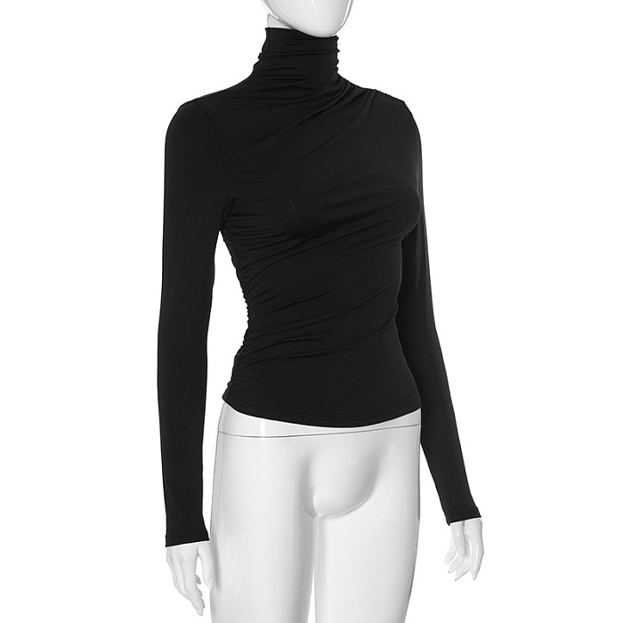 SUPER WHOLESALE | Turtle Neck Top in Solid Black