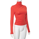 SUPER WHOLESALE | Turtle Neck Top in Solid Orange