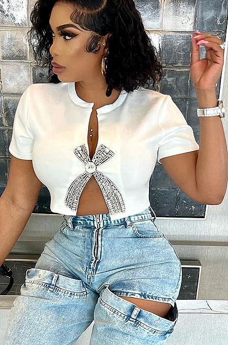 SUPER WHOLESALE | Front Split T-shirt Top