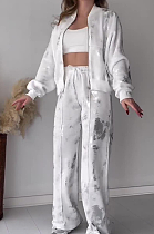 SUPER WHOLESALE | Sequined Printed Zip-up Casual Two-Piece Set