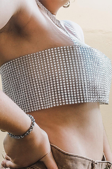 SUPER WHOLESALE | Fake Diamonds Mounted Bandeau Top