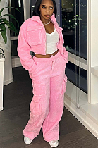 SUPER WHOLESALE | Chenille Big Pockets Pants Set in Pink