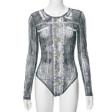 SUPER WHOLESALE | Fake Denim Bodysuit and Skirt Set