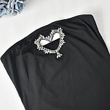 SUPER WHOLESALE | Pit Material Heart Cut-out Offer Shoulder Dress in Black