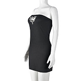 SUPER WHOLESALE | Pit Material Heart Cut-out Offer Shoulder Dress in Black
