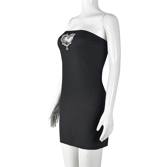 SUPER WHOLESALE | Pit Material Heart Cut-out Offer Shoulder Dress in Black
