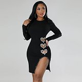 SUPER WHOLESALE | Pit Material Heart Cut-out Dress