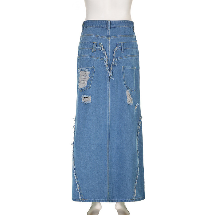 SUPER WHOLESALE | Distress Front Split Skirt