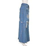 SUPER WHOLESALE | Distress Front Split Skirt