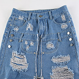 SUPER WHOLESALE | Distress Front Split Skirt
