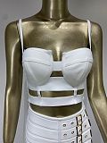 SUPER WHOLESALE |  Buckle Decor Skirt Set in White