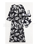 SUPER WHOLESALE |  Two-tones Leaves Printed Swimwear in 3 Pieces