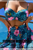 SUPER WHOLESALE | Flowers & Leaves Printed Swimwear in 3 Pieces