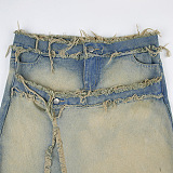 SUPER WHOLESALE | Aged Coverd Denim Skirt