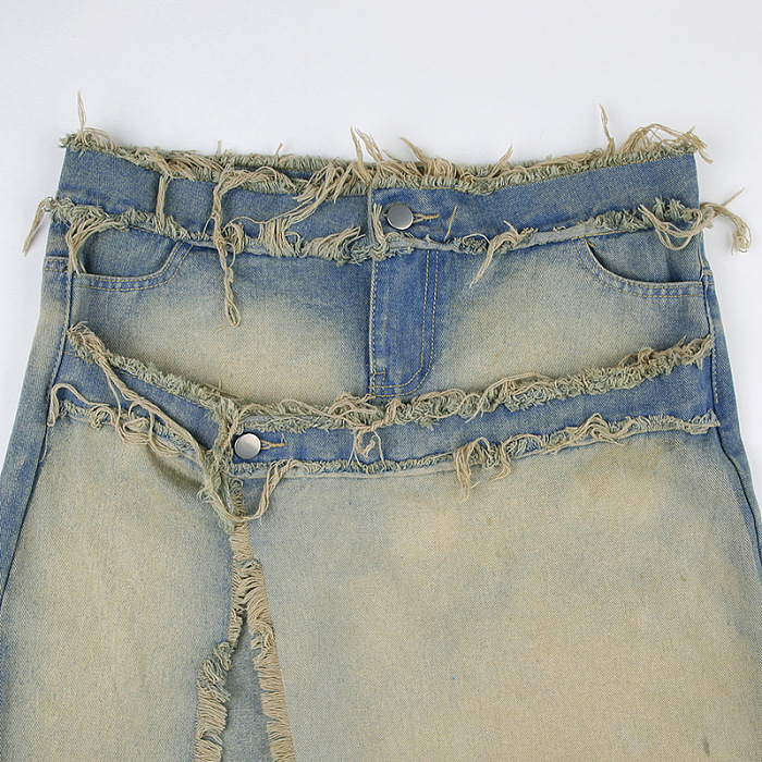 SUPER WHOLESALE | Aged Coverd Denim Skirt