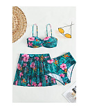SUPER WHOLESALE | Flowers & Leaves Printed Swimwear in 3 Pieces