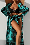 SUPER WHOLESALE |  Two-tones Leaves Printed Swimwear in 3 Pieces