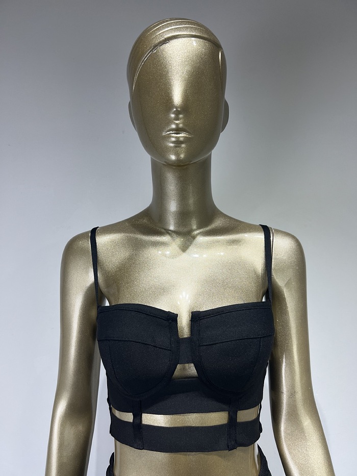 SUPER WHOLESALE |  Buckle Decor Skirt Set in Black