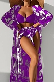 SUPER WHOLESALE |  Two-tones Leaves Printed Swimwear in 3 Pieces