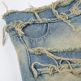 SUPER WHOLESALE | Aged Coverd Denim Skirt