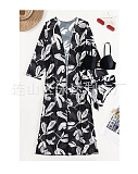 SUPER WHOLESALE |  Two-tones Leaves Printed Swimwear in 3 Pieces