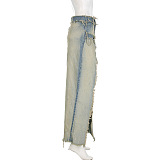 SUPER WHOLESALE | Aged Coverd Denim Skirt