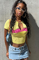 SUPER WHOLESALE |  Split Neck T-shirt in Yellow