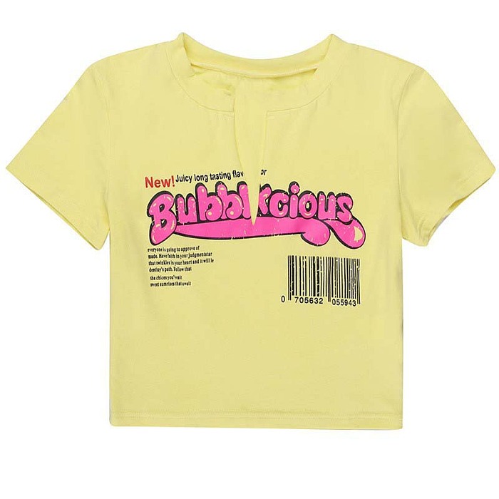 SUPER WHOLESALE |  Split Neck T-shirt in Yellow