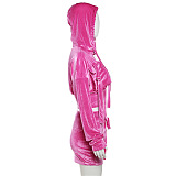 SUPER WHOLESALE | Hooded Pocket Open-Front Short Cardigan with High-Waisted Casual Skirt Set