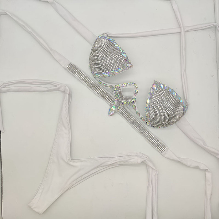 SUPER WHOLESALE | Bling Bling Halter Back Tied Bikini