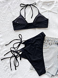 SUPER WHOLESALE | Cut-out Halter Swimwear in Black