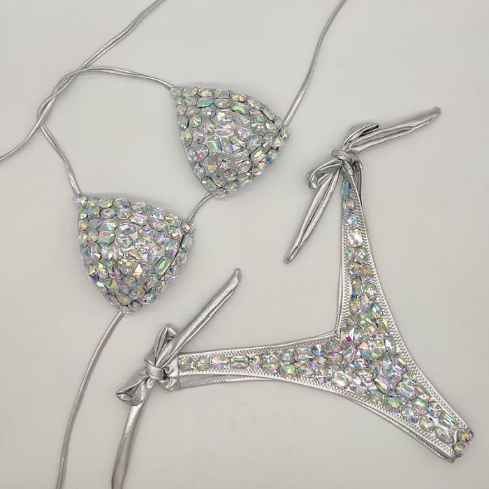 SUPER WHOLESALE | Bling Bling Rhinestone Beaded Halter Bikini