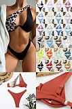 SUPER WHOLESALE | Pit Material Pactchwork Not Symmetrical Cropping Swimwear
