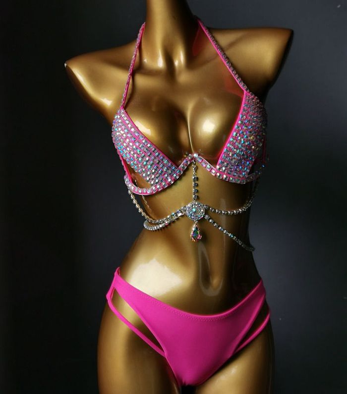 SUPER WHOLESALE | Bling Bling Rhinestone Beaded Halter Bikini