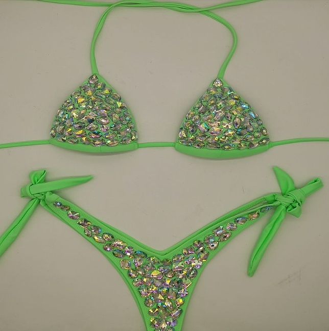SUPER WHOLESALE | Bling Bling Rhinestone Beaded Halter Bikini