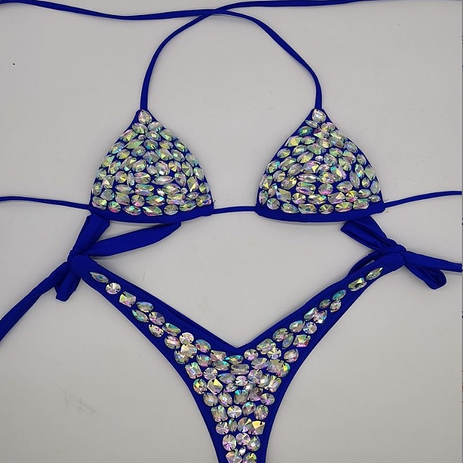 SUPER WHOLESALE | Bling Bling Rhinestone Beaded Halter Bikini