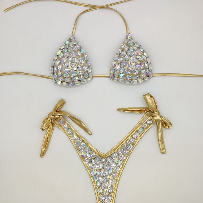 SUPER WHOLESALE | Bling Bling Rhinestone Beaded Halter Bikini
