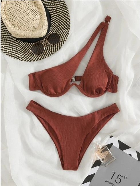 SUPER WHOLESALE | Pit Material Pactchwork Not Symmetrical Cropping Swimwear