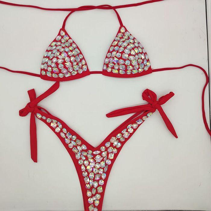 SUPER WHOLESALE | Bling Bling Rhinestone Beaded Halter Bikini