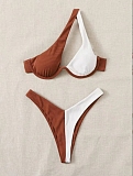 SUPER WHOLESALE | Pit Material Pactchwork Not Symmetrical Cropping Swimwear