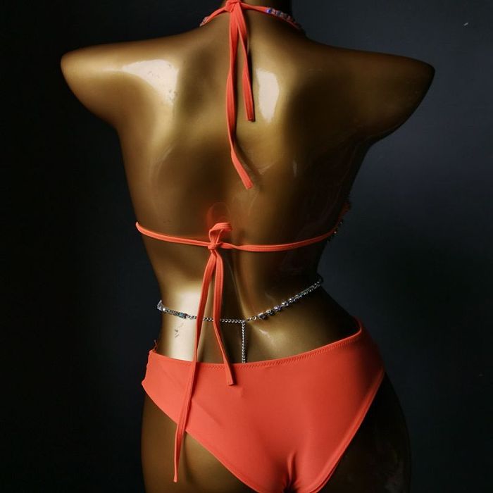 SUPER WHOLESALE | Bling Bling Rhinestone Beaded Halter Bikini
