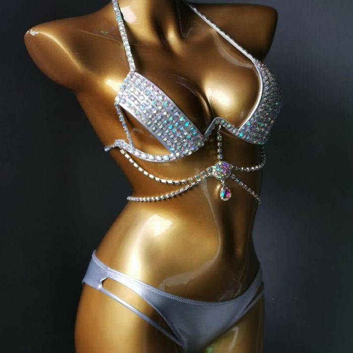 SUPER WHOLESALE | Bling Bling Rhinestone Beaded Halter Bikini