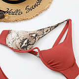SUPER WHOLESALE | Pit Material Pactchwork Not Symmetrical Cropping Swimwear