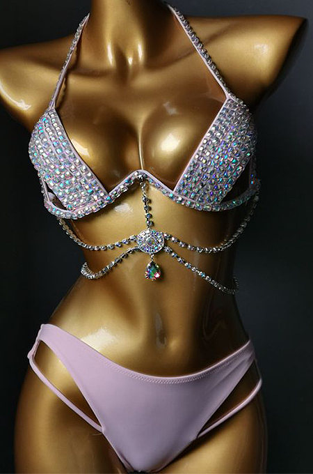 SUPER WHOLESALE | Bling Bling Rhinestone Beaded Halter Bikini